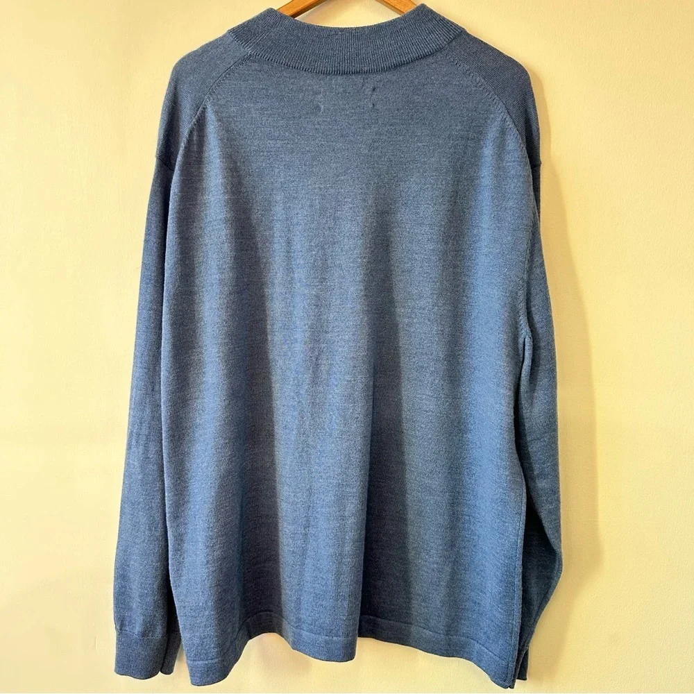 Men's Wool Blend Dusty Blue Half-Zip Sweater